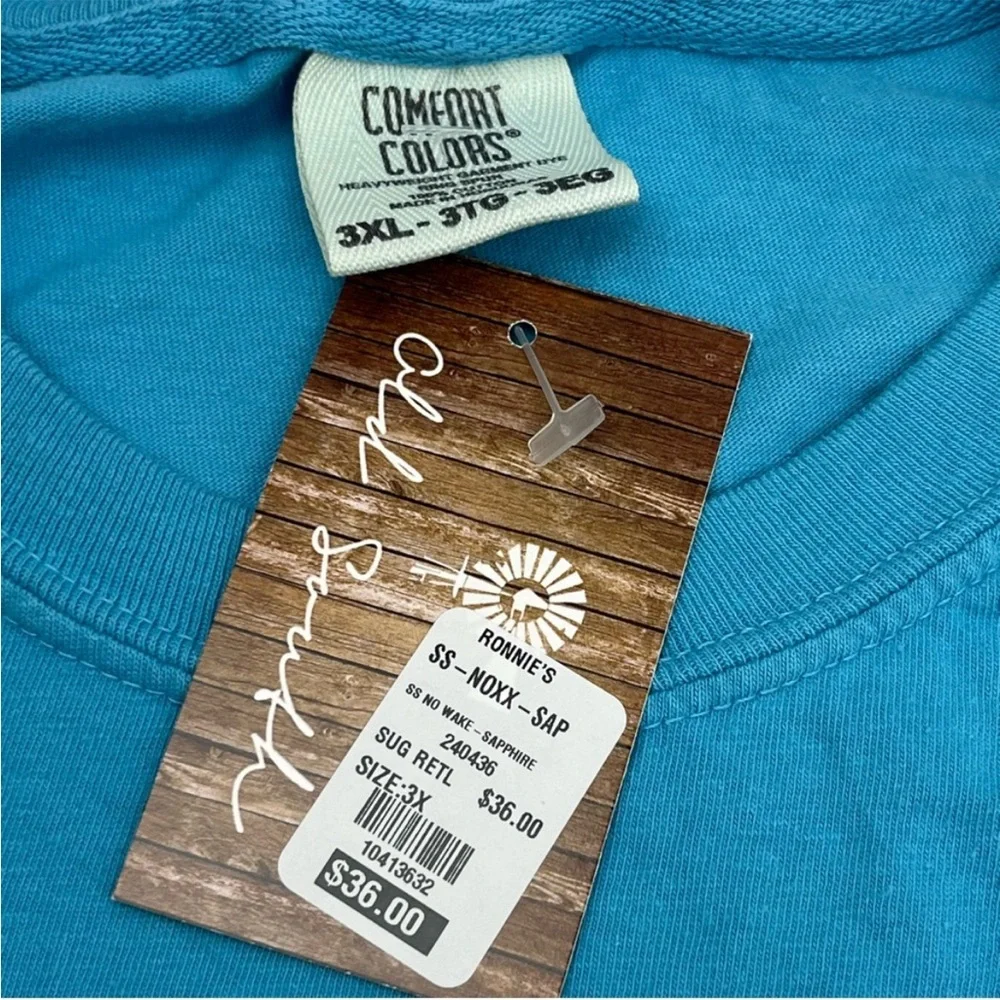 Old South Apparel Co No Wake Zone Teal Blue Short Sleeve Shirt Mens Size 3XL NEW - Picture 3 of 7